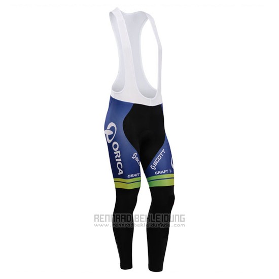 2014 Fahrradbekleidung Orica GreenEDGE Wei und Blau Trikot Langarm und Tragerhose - zum Schließen ins Bild klicken